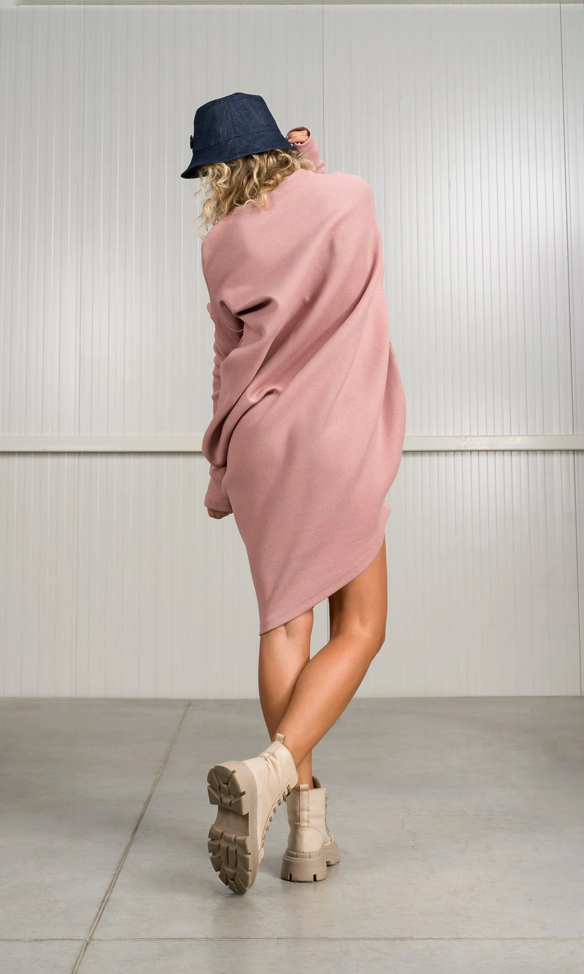 Asymmetric Ribbed Tunic Dress