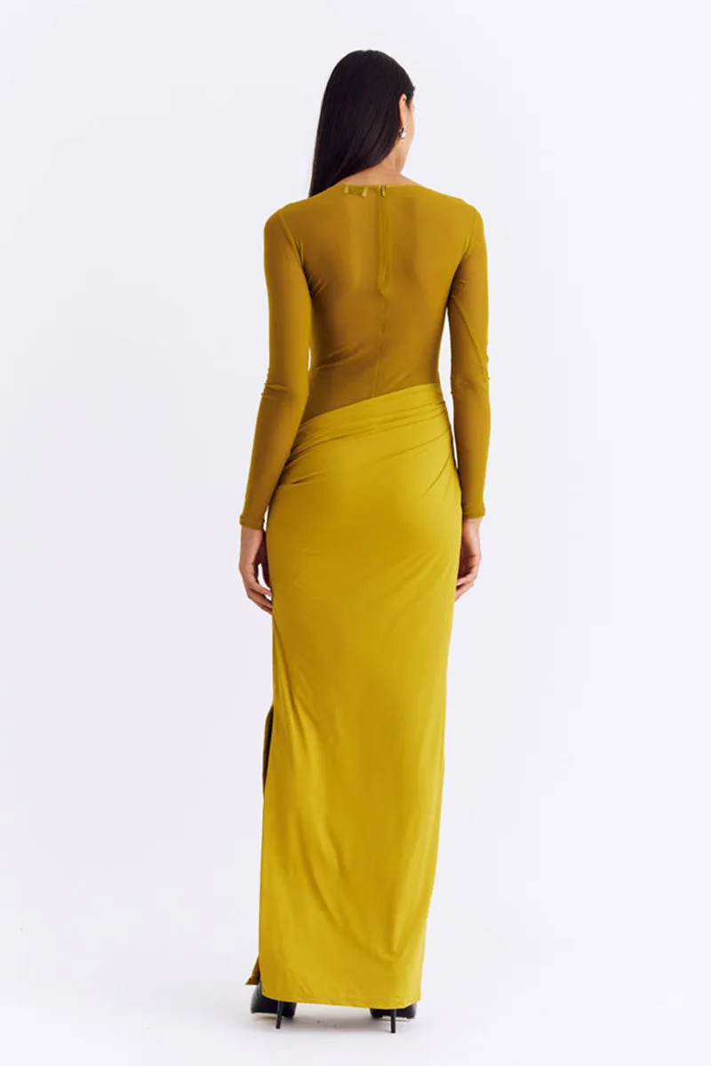 Auguste Long Sleeve Mesh Jersey Maxi - Citron