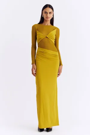 Auguste Long Sleeve Mesh Jersey Maxi - Citron