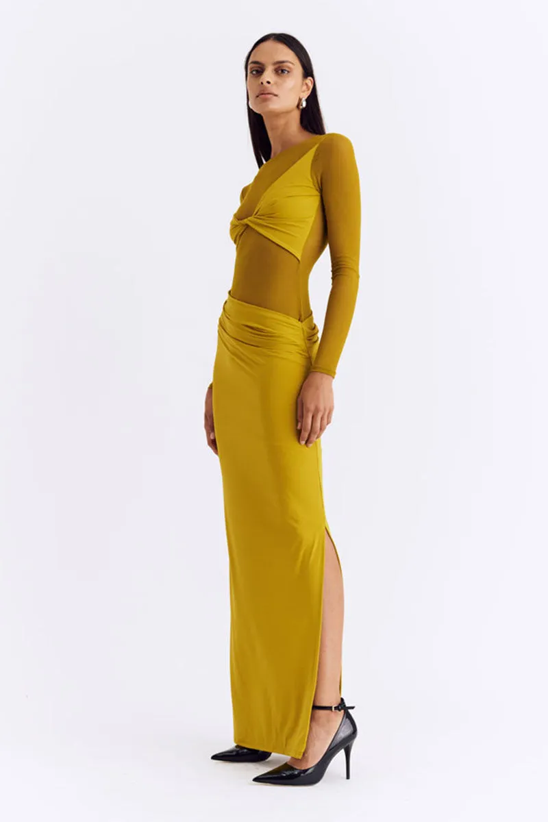 Auguste Long Sleeve Mesh Jersey Maxi - Citron