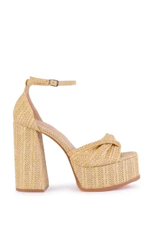 AZALEA WANG CLARY BEIGE RAFFIA PLATFORM SANDAL