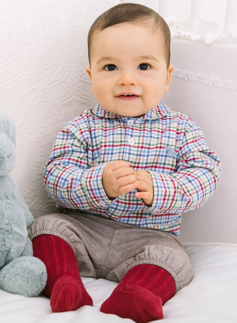 Baby Ribbed Knee High Socks in Burgundy