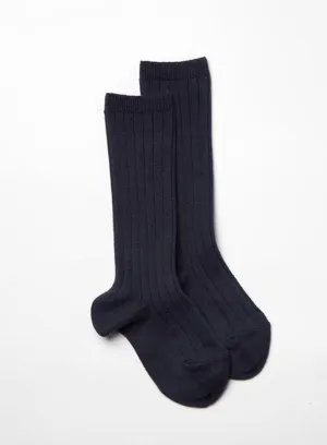 Baby Ribbed Knee High Socks in Navy