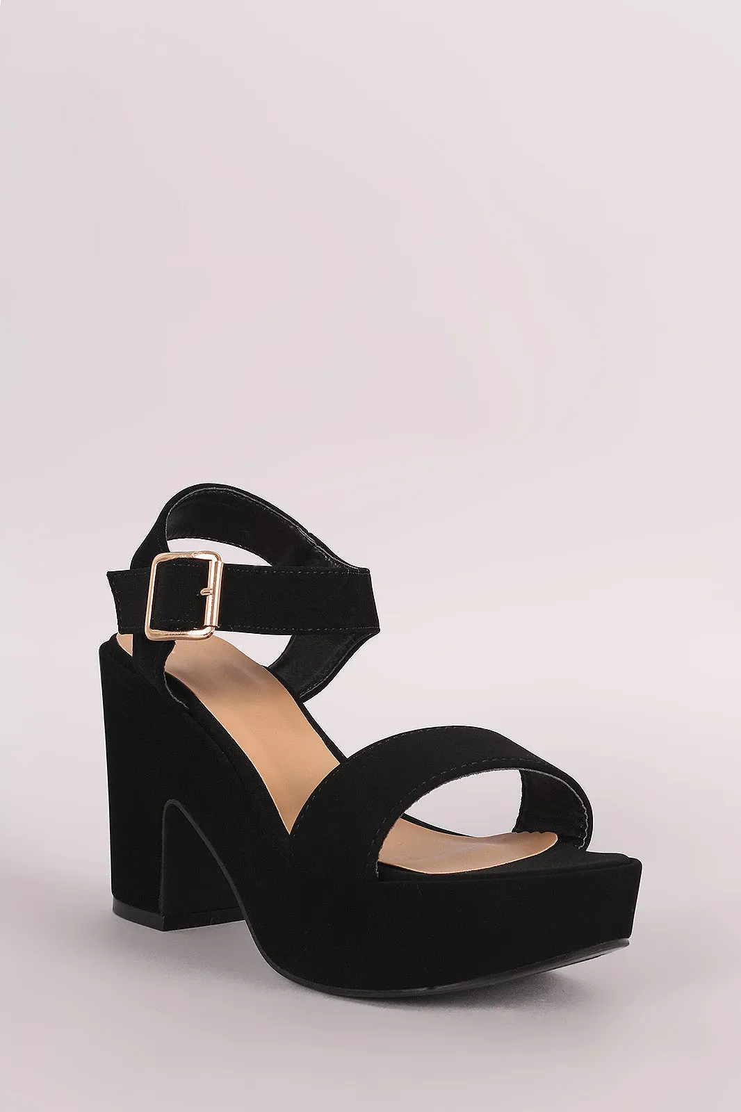 Bamboo Ankle Strap Chunky Platform Heel