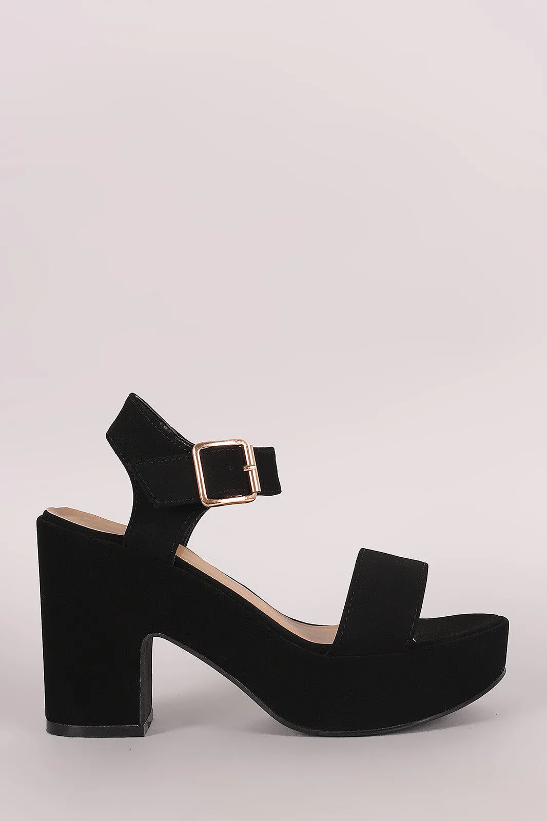 Bamboo Ankle Strap Chunky Platform Heel