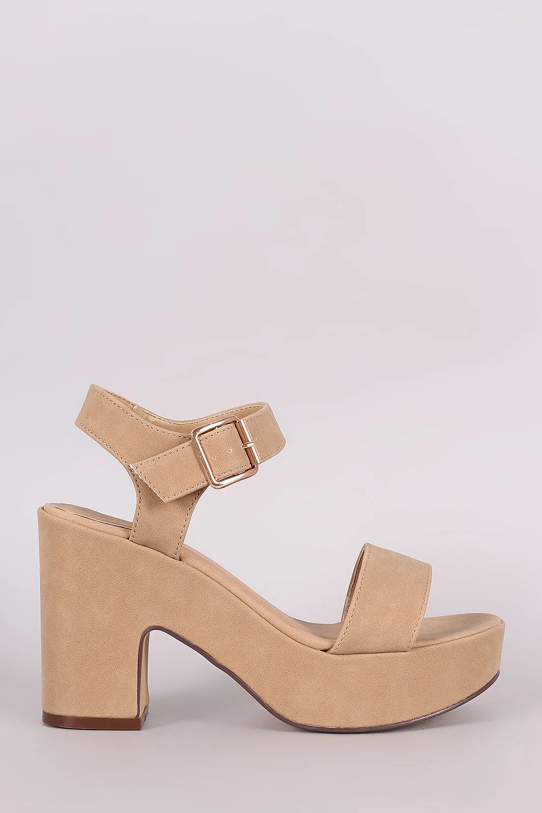 Bamboo Ankle Strap Chunky Platform Heel