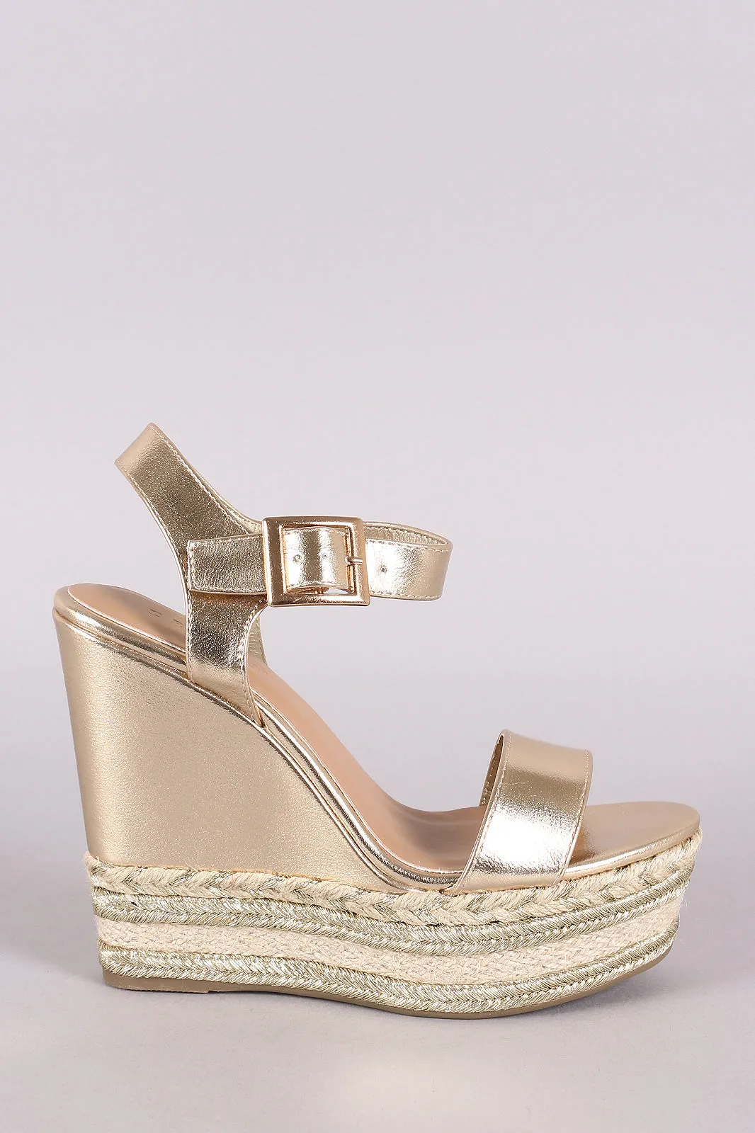 Bamboo Metallic Espadrille Platform Wedge