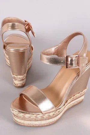 Bamboo Metallic Espadrille Platform Wedge