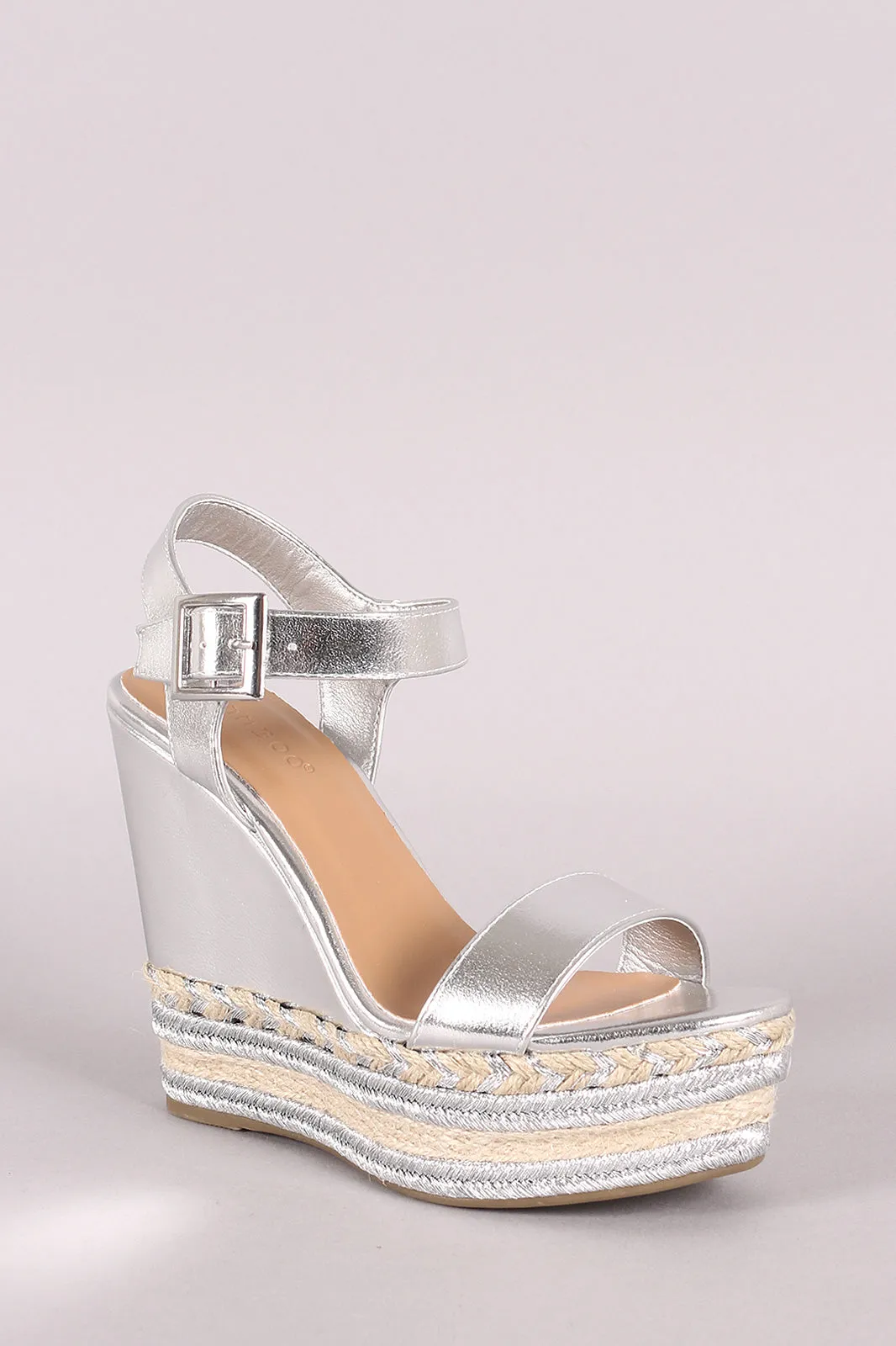 Bamboo Metallic Espadrille Platform Wedge