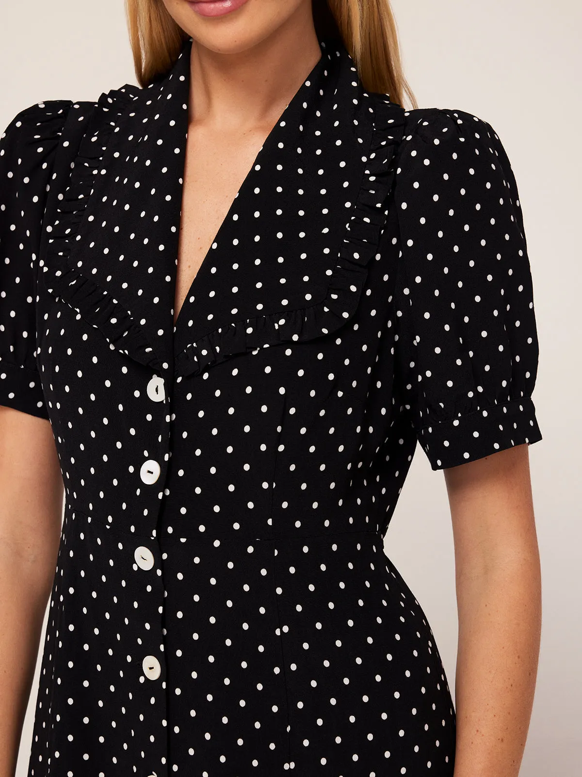 Bethany Black Polka Dot Tea Dress