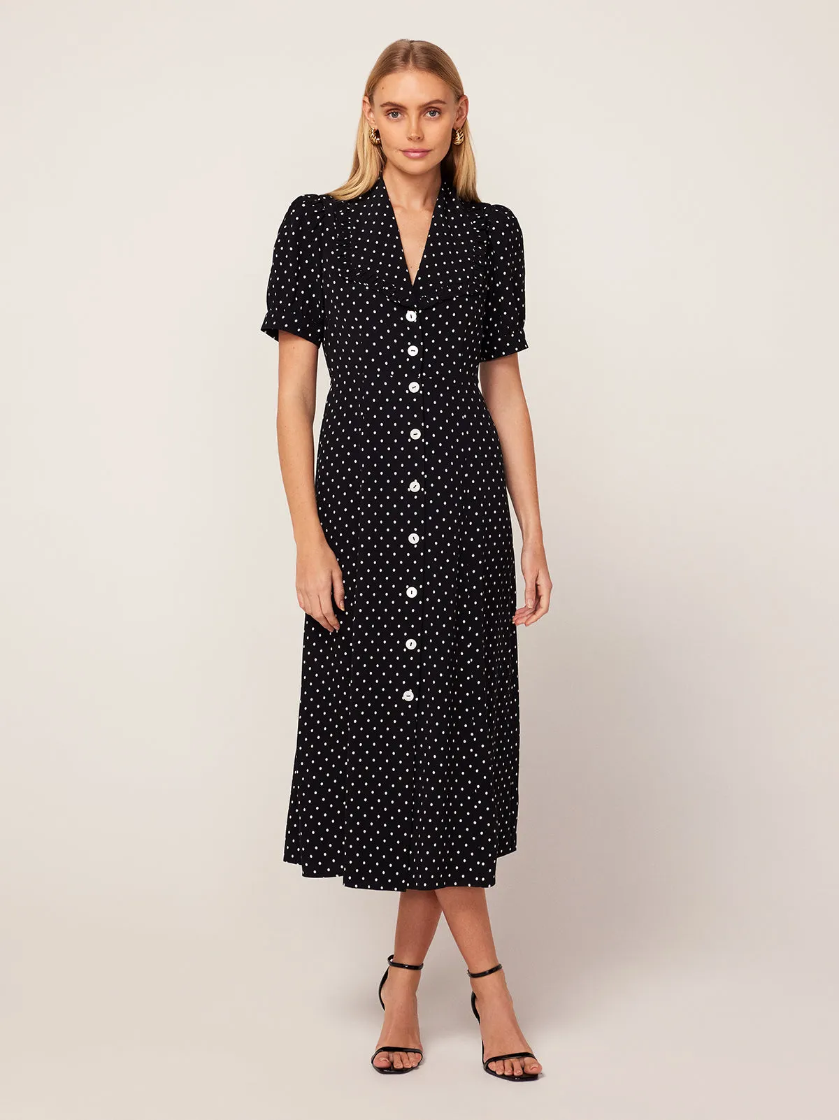 Bethany Black Polka Dot Tea Dress