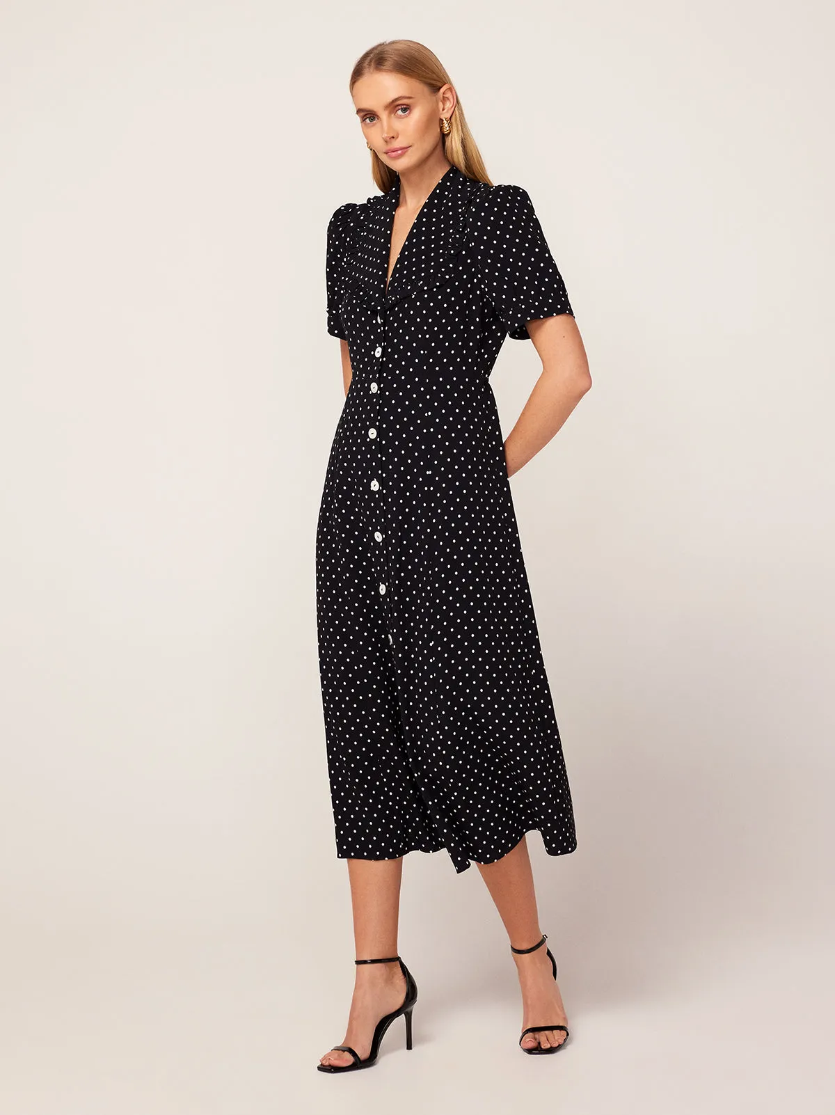 Bethany Black Polka Dot Tea Dress