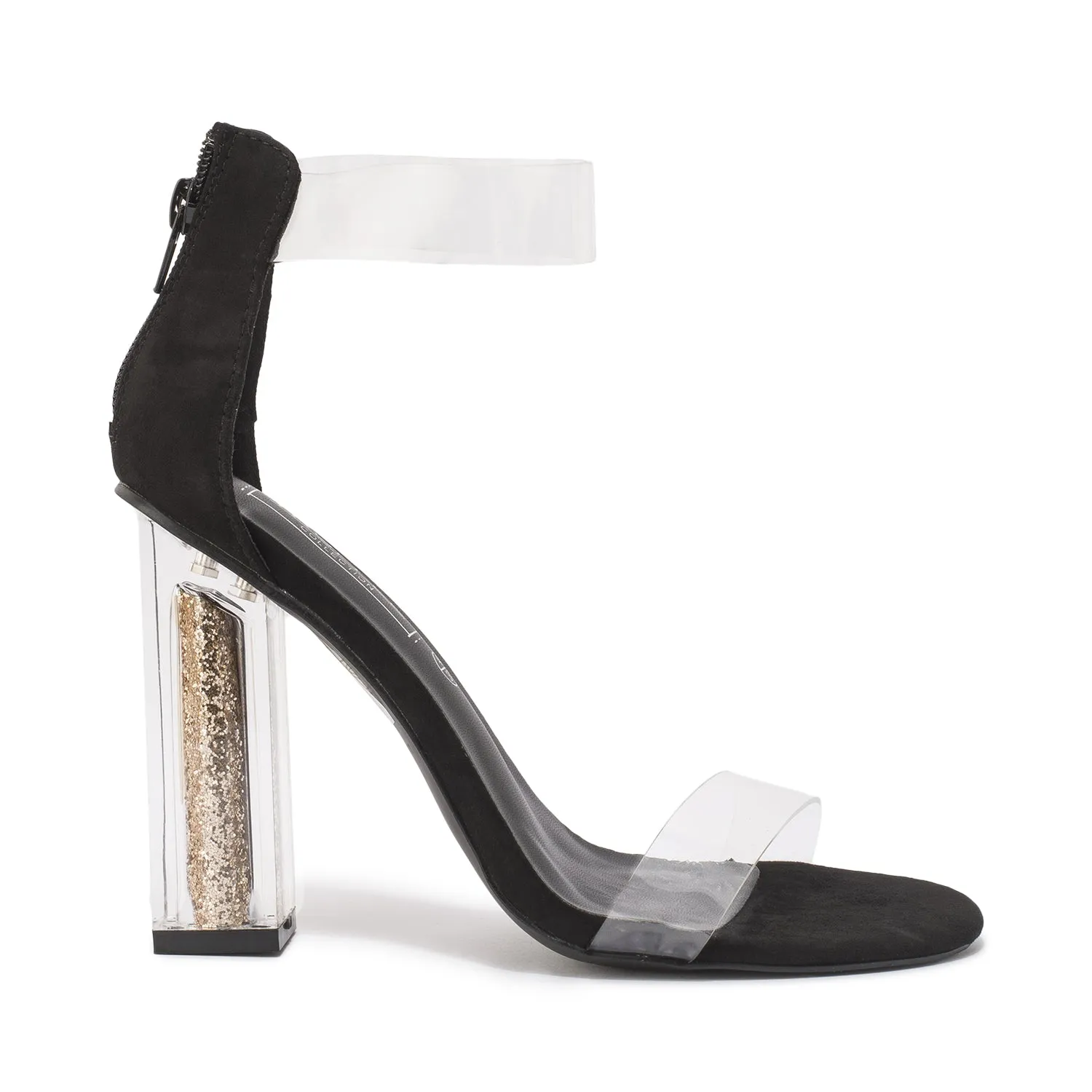 Black Perspex Glitter Sandal