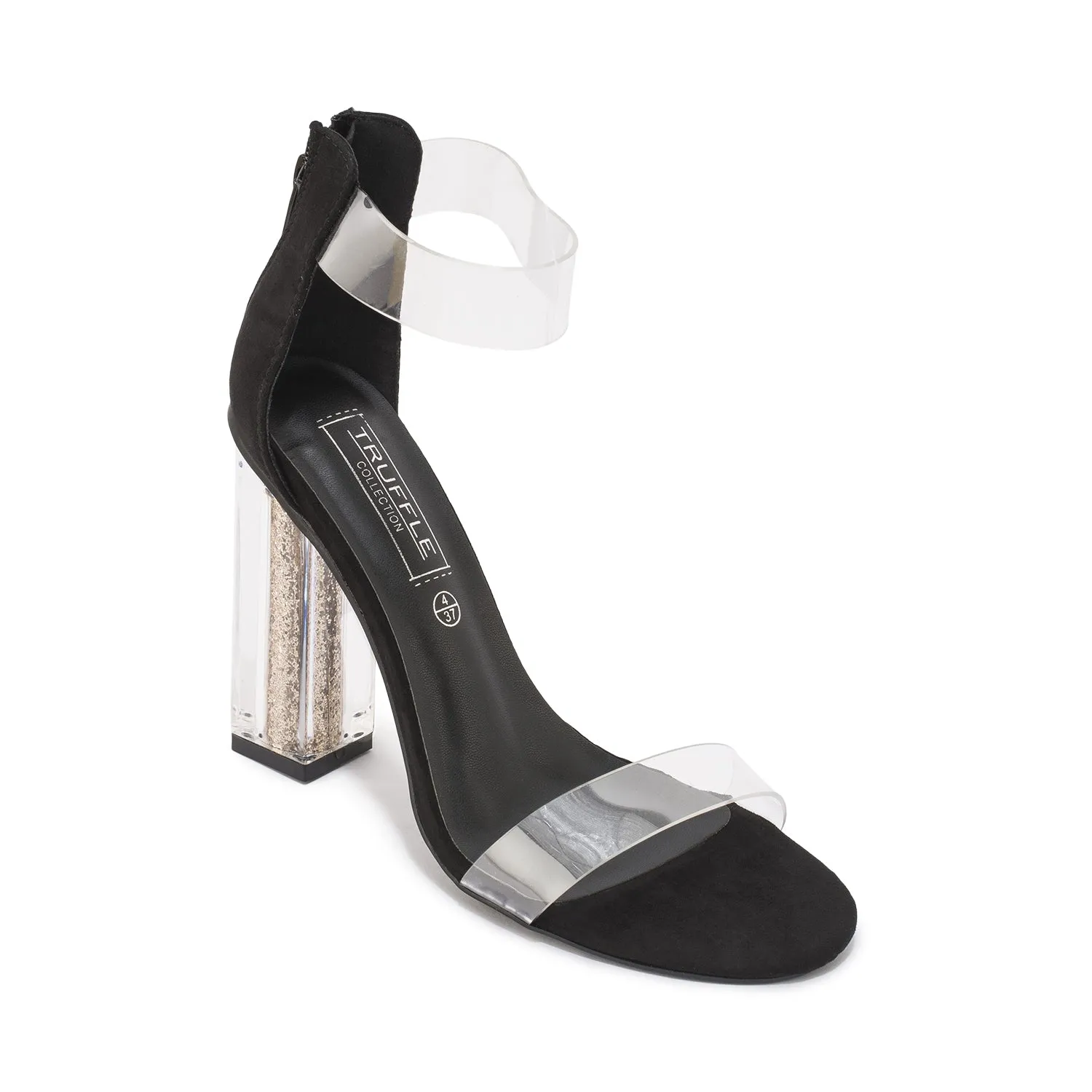 Black Perspex Glitter Sandal