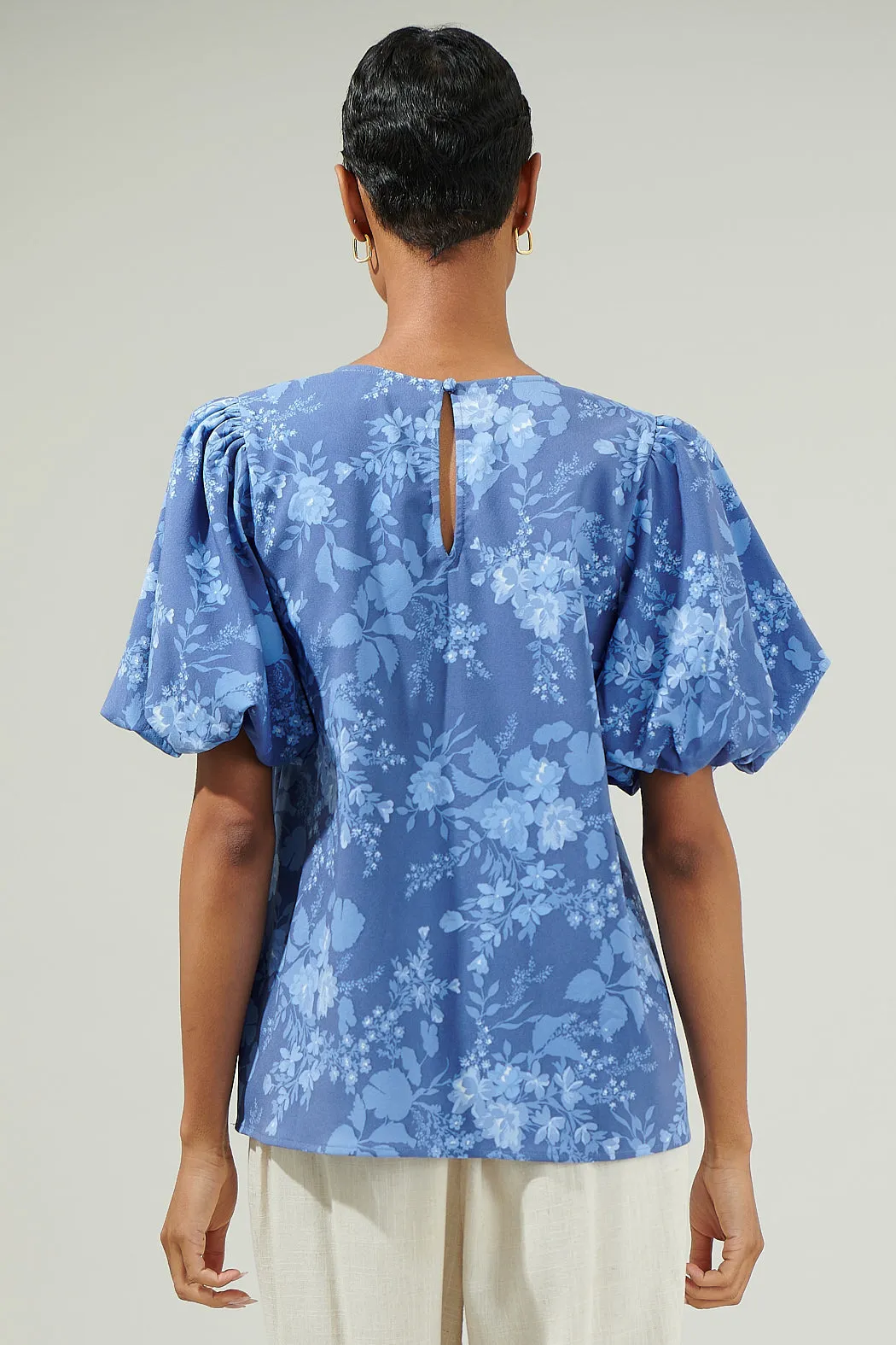 Borage Floral Bubble Sleeve Blouse