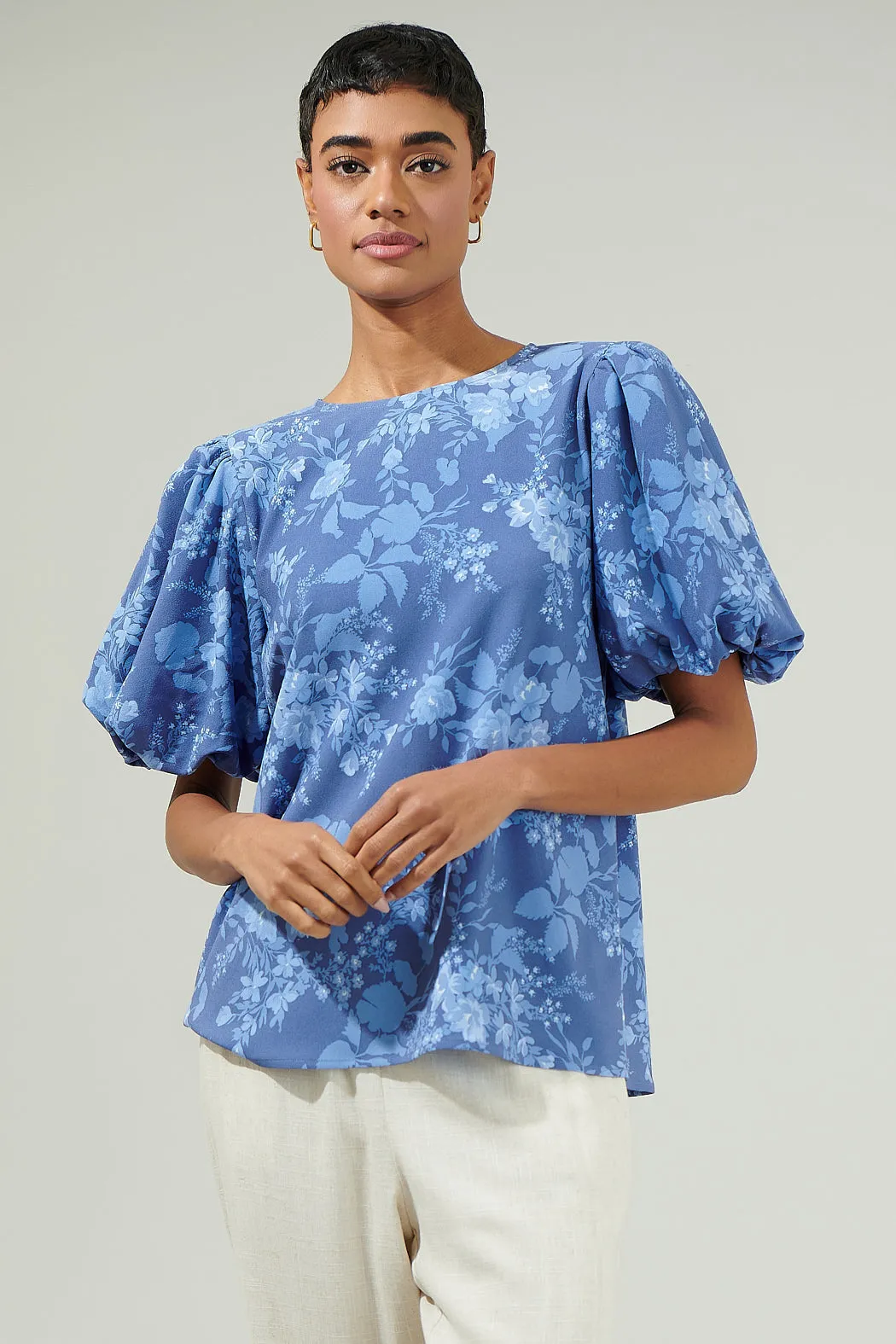 Borage Floral Bubble Sleeve Blouse