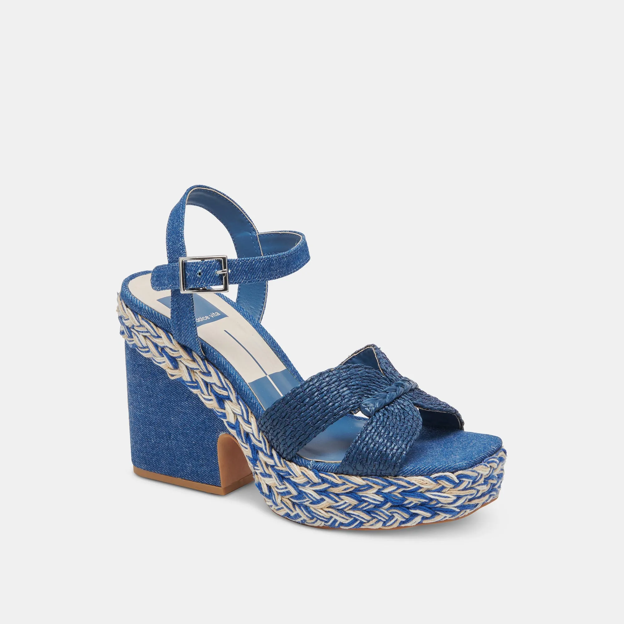 CALE HEELS BLUE DENIM