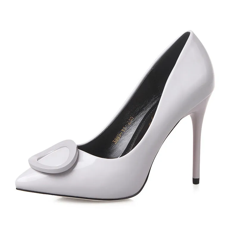 Candy Color Hasp Pointed Toe Low Cut Stiletto High Heels Party Shoes