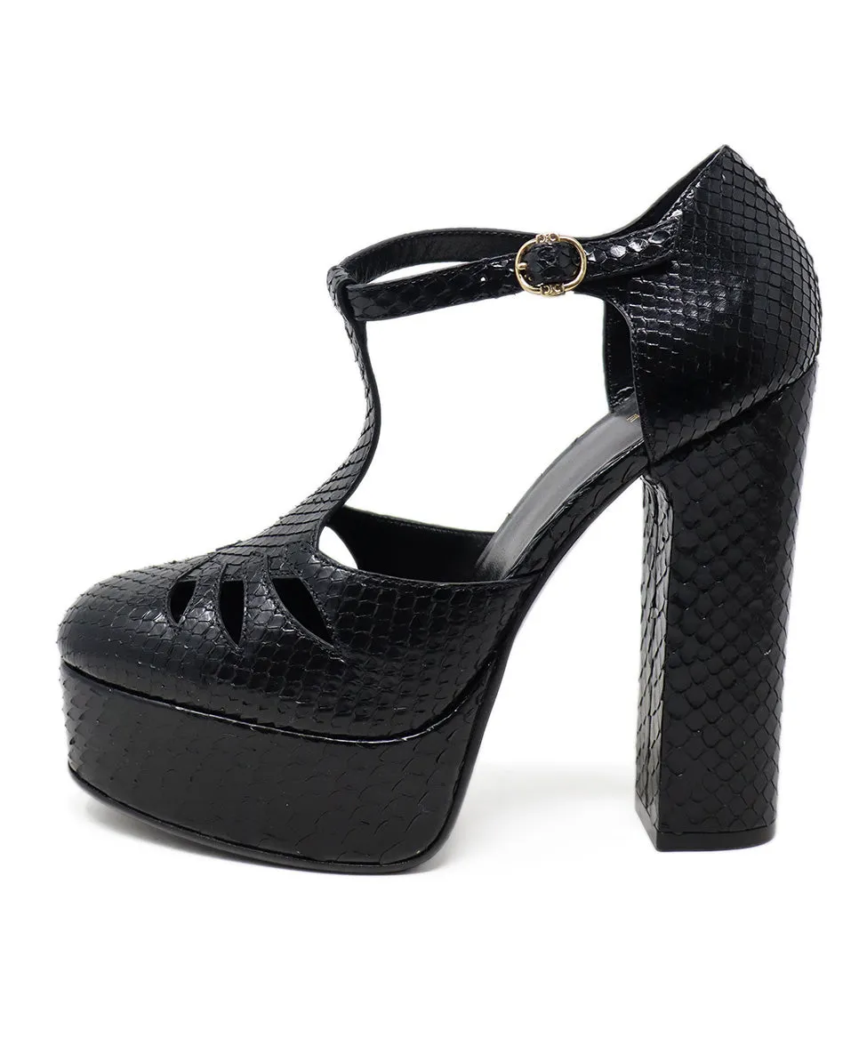 Celine Black Snake Skin Platform Heels sz 6.5