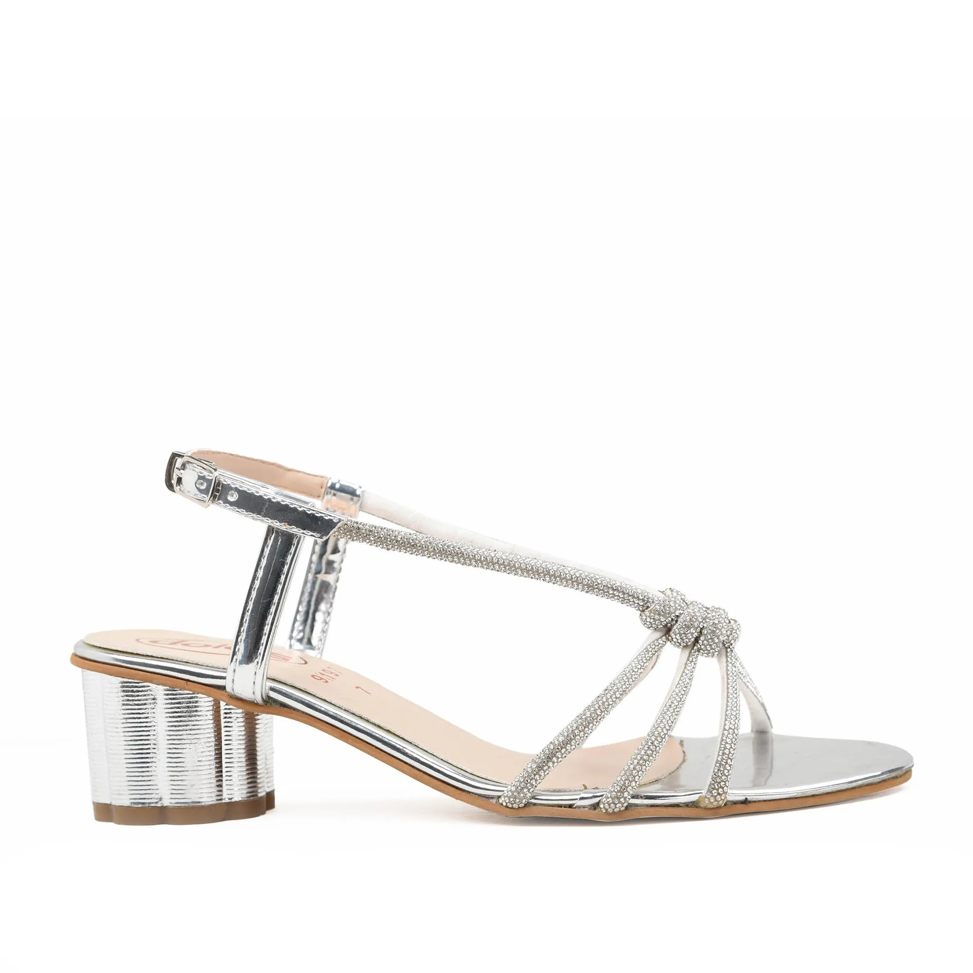 Chic Silver Block Heel Sandals with Strappy Design | 239D-S Dolcis