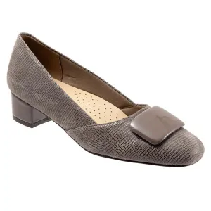 Delse Taupe Lizard Low Heeled Shoes