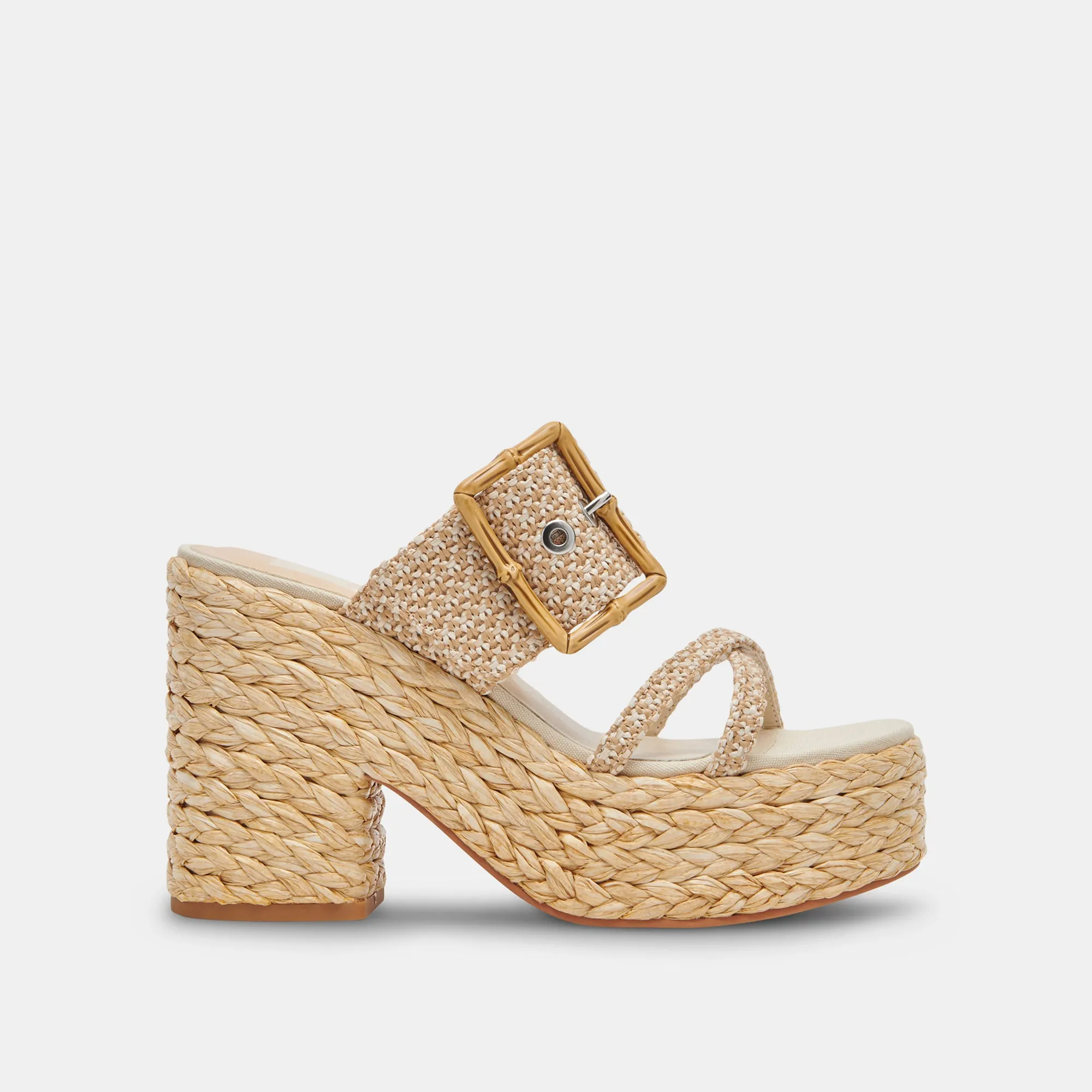 EDWINA HEELS WHITE NATURAL RAFFIA