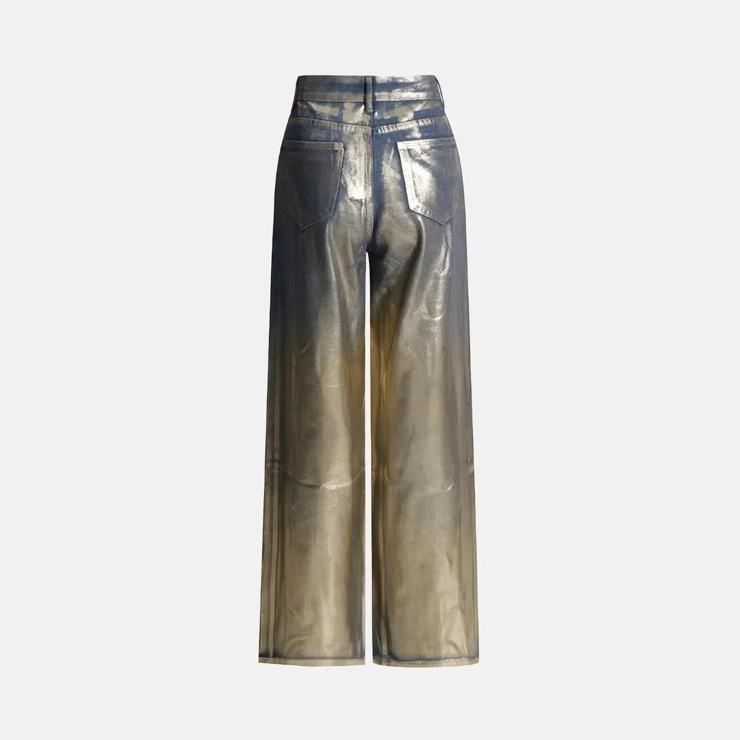 Erynia metallic gold trousers – high-waisted – wide-leg cut – dazzling statement finish