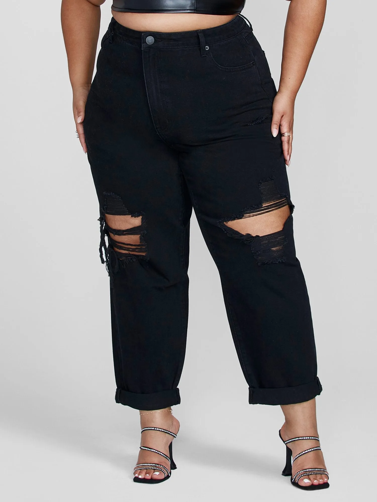 Fashion To Figure - High Rise Relaxed Straight Leg Jeans