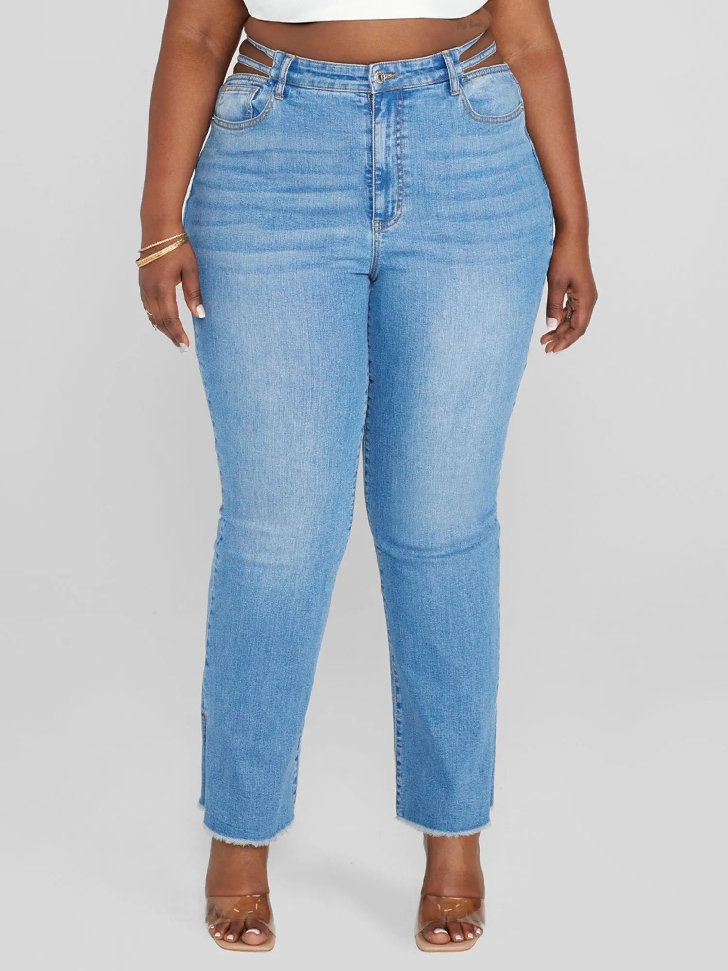 Fashion To Figure - High Rise Split Waist Relaxed Fit Jeans - Short inseam