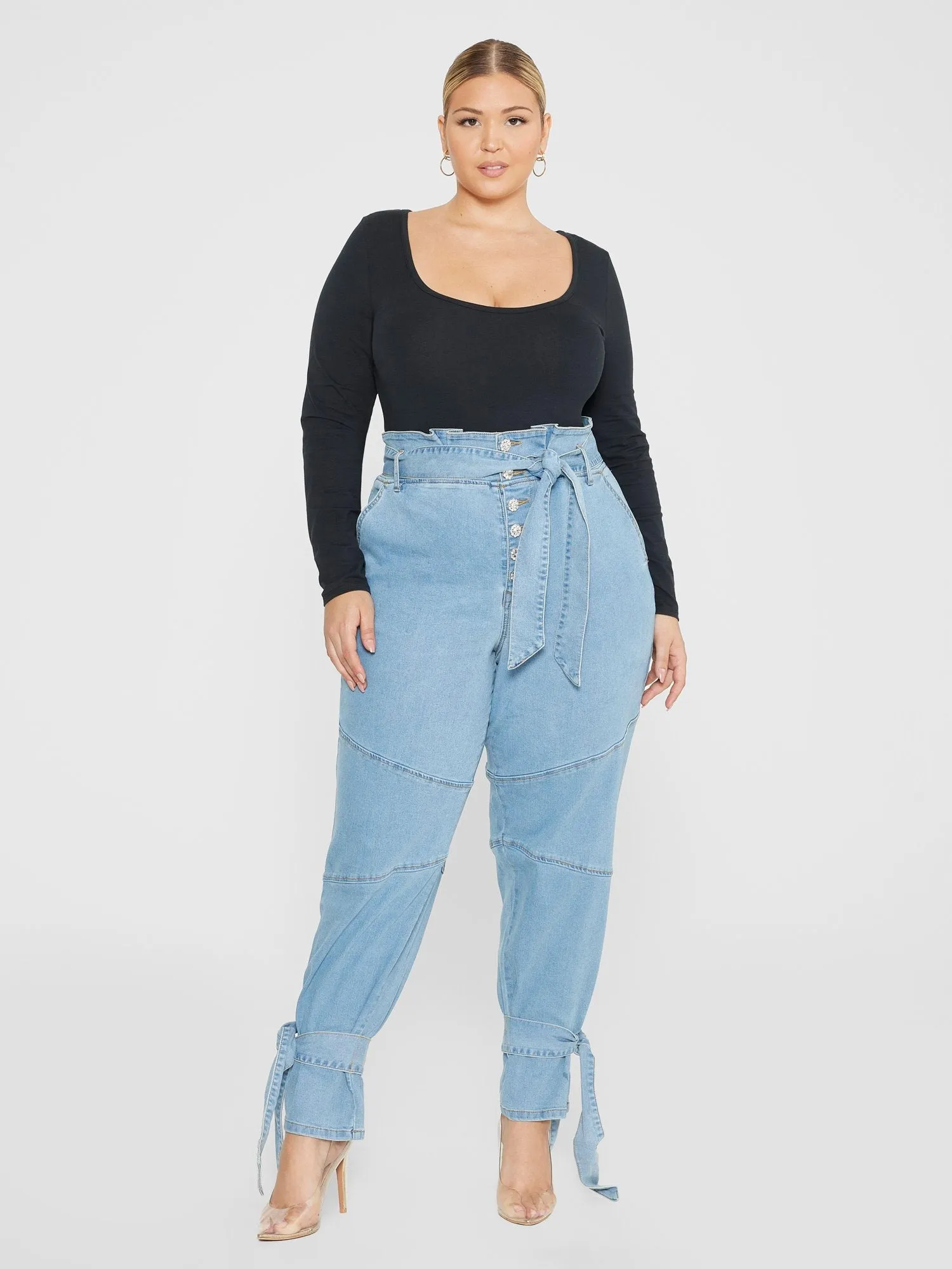 Fashion To Figure - High Rise Tie Detail Jeans