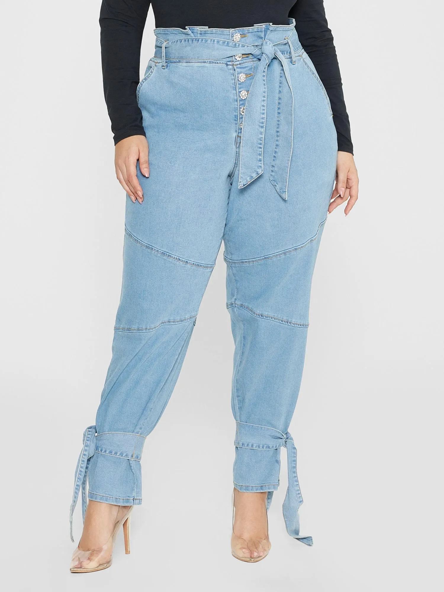 Fashion To Figure - High Rise Tie Detail Jeans