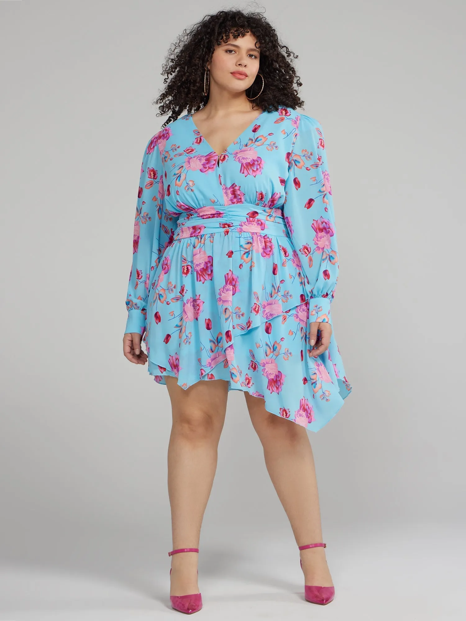 Fashion To Figure - Puff Sleeve Floral Dress