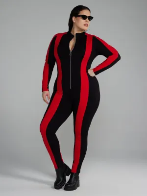 Fashion To Figure - Zipper Front Striped Catsuit