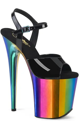 FLAMINGO-809RC Black & Rainbow Platform Heels