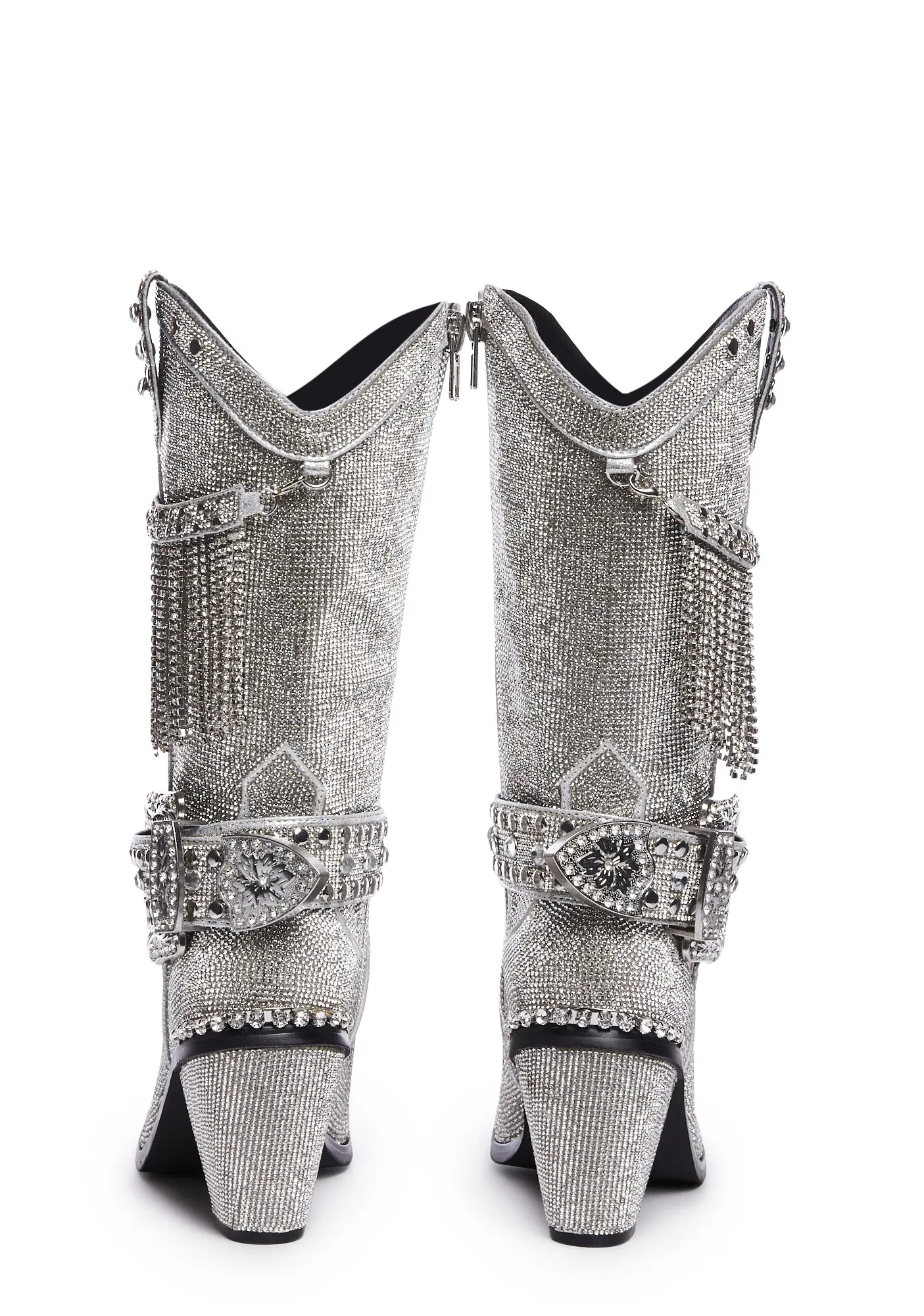 Fringe Sheriff Shine Cowboy Boots - Silver