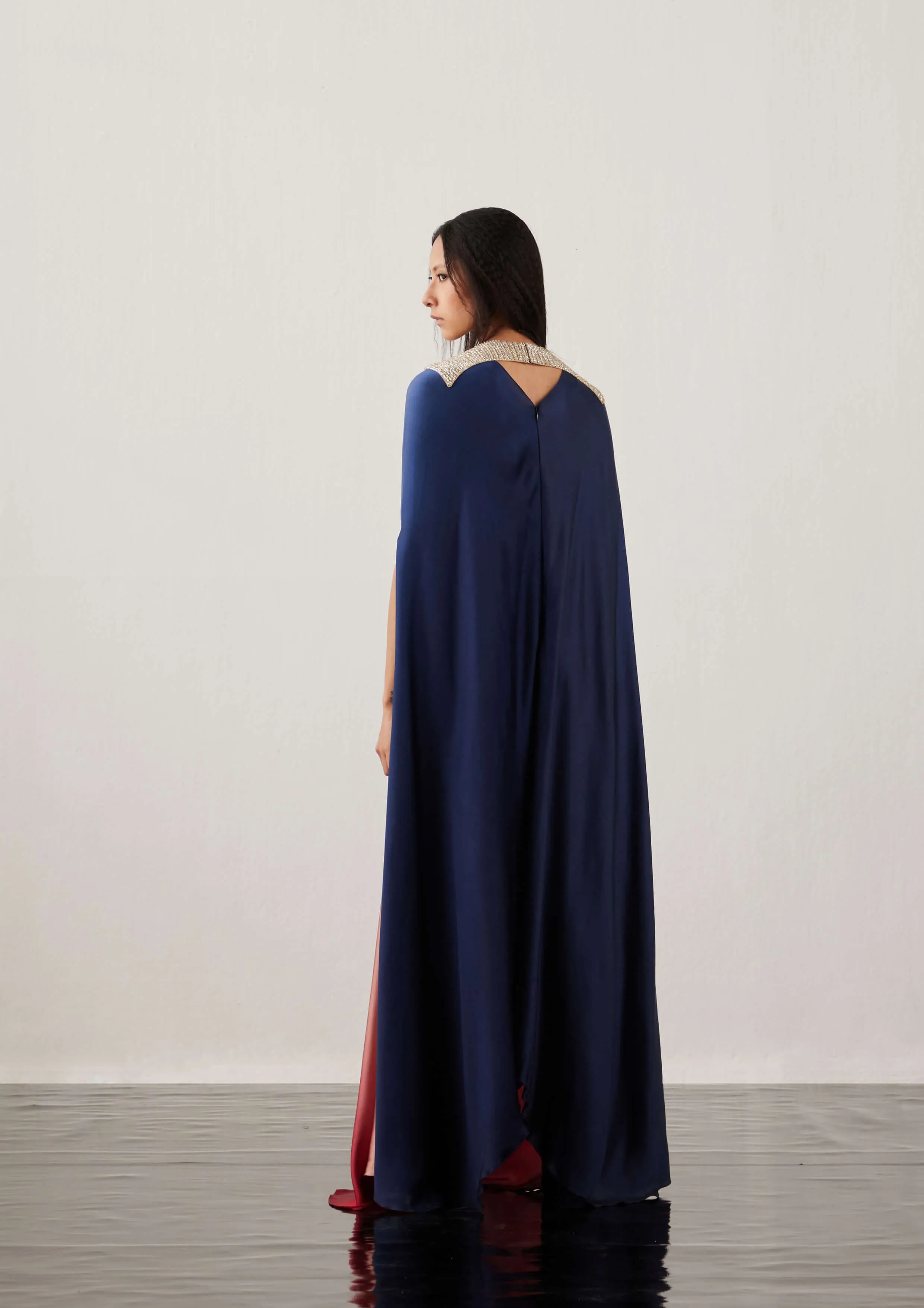 Fringed Full-Length Satin Kaftan