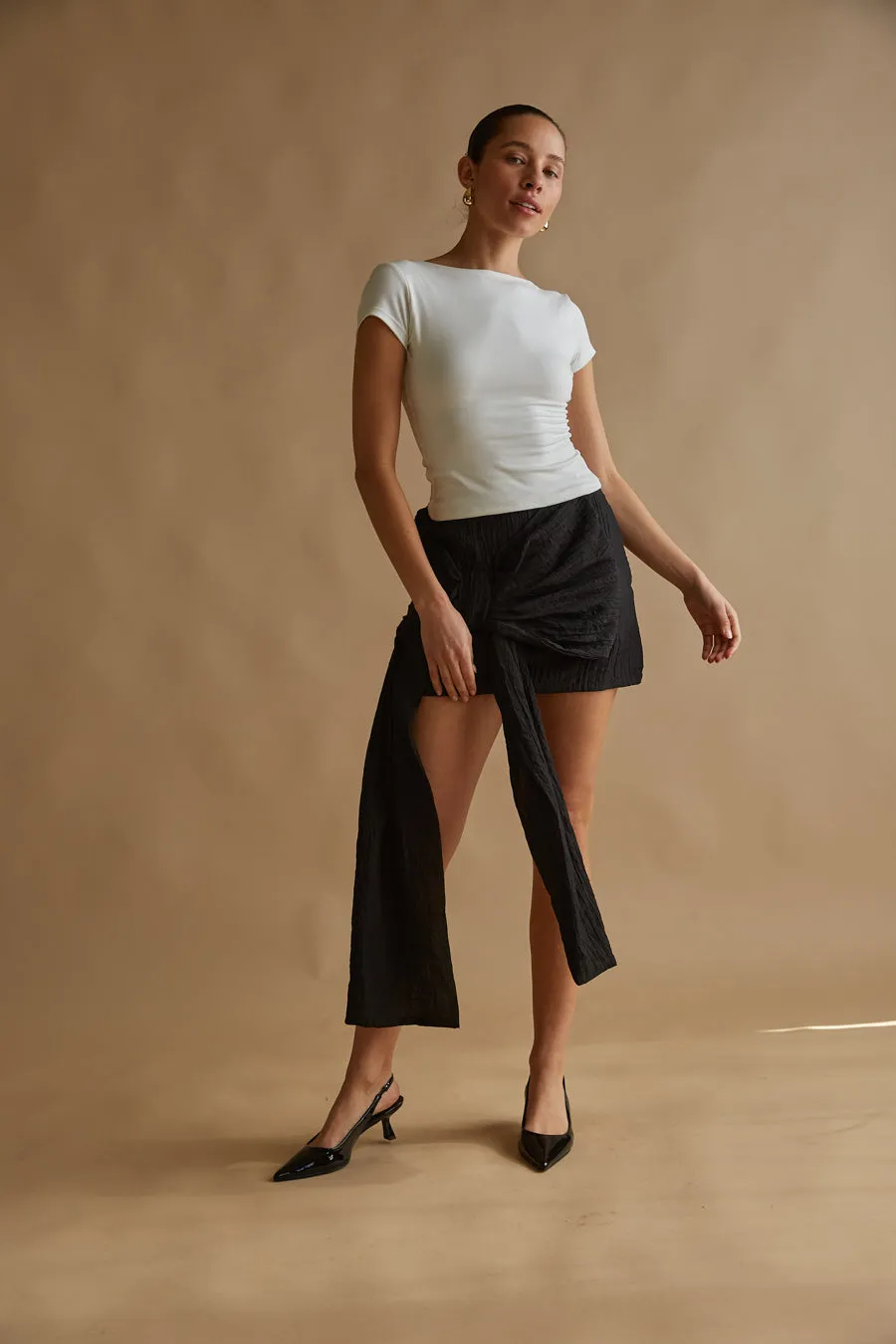 Georgina Bow Drape Mini Skirt