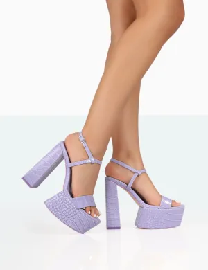 Jesse Purple Croc Platform Block High Heels