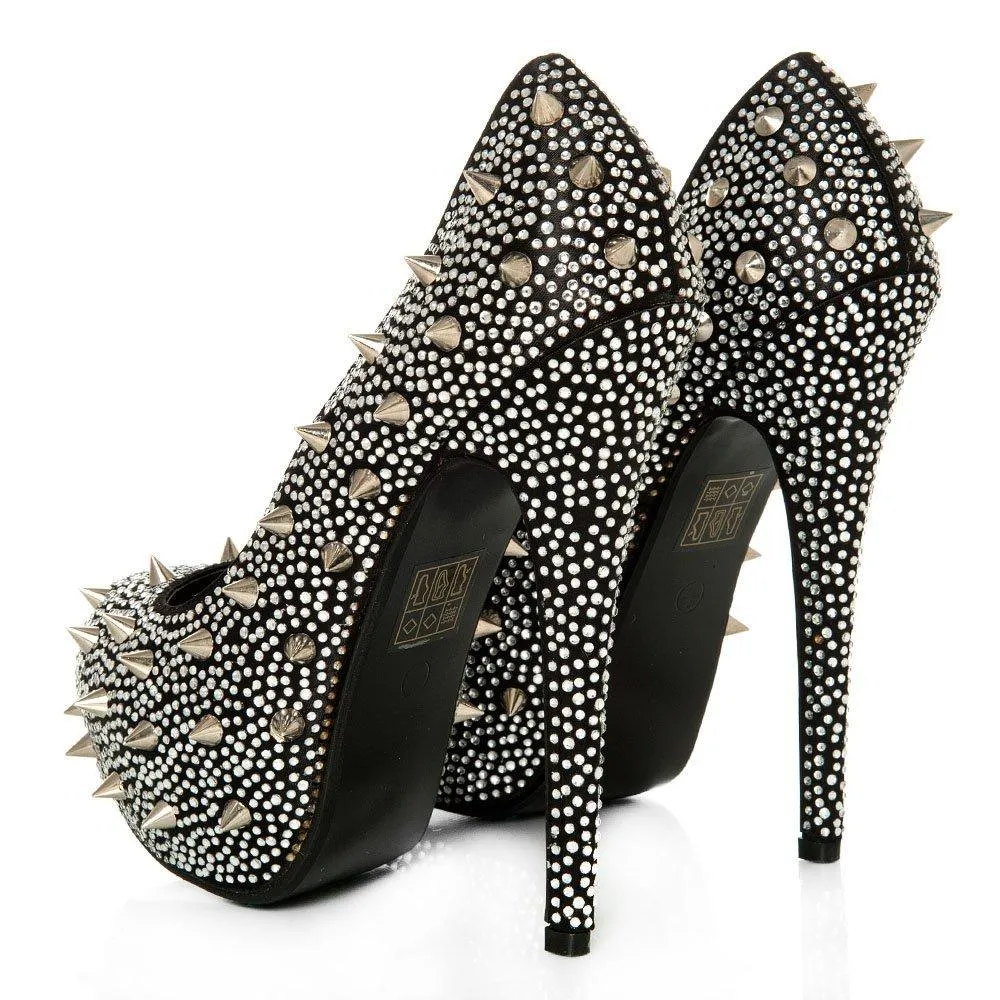 Kacey Concealed Platform Stiletto High Heeled Spiky Studded Court Shoes