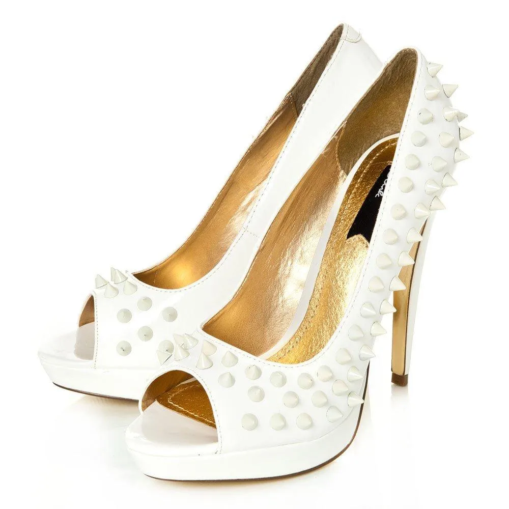 Lacey Peep Toe High Heel Court Shoe With Spikes