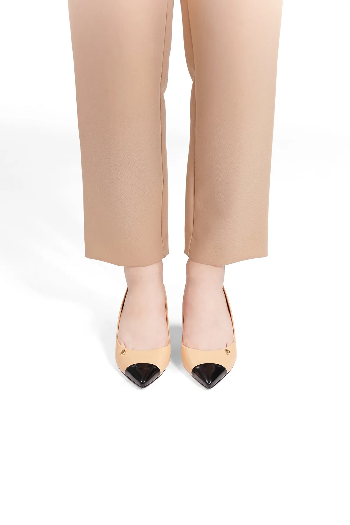 Lena Slingback Heels - Beige