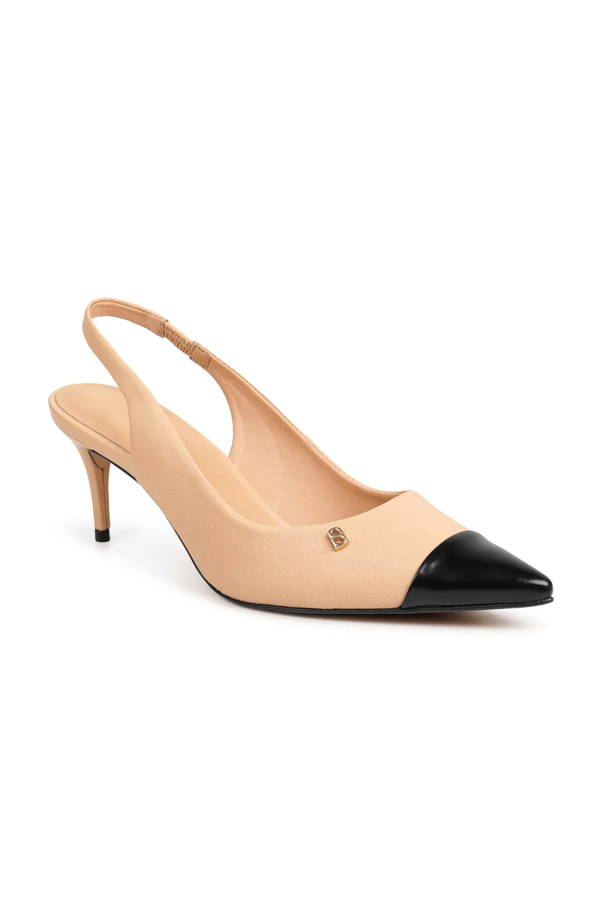 Lena Slingback Heels - Beige