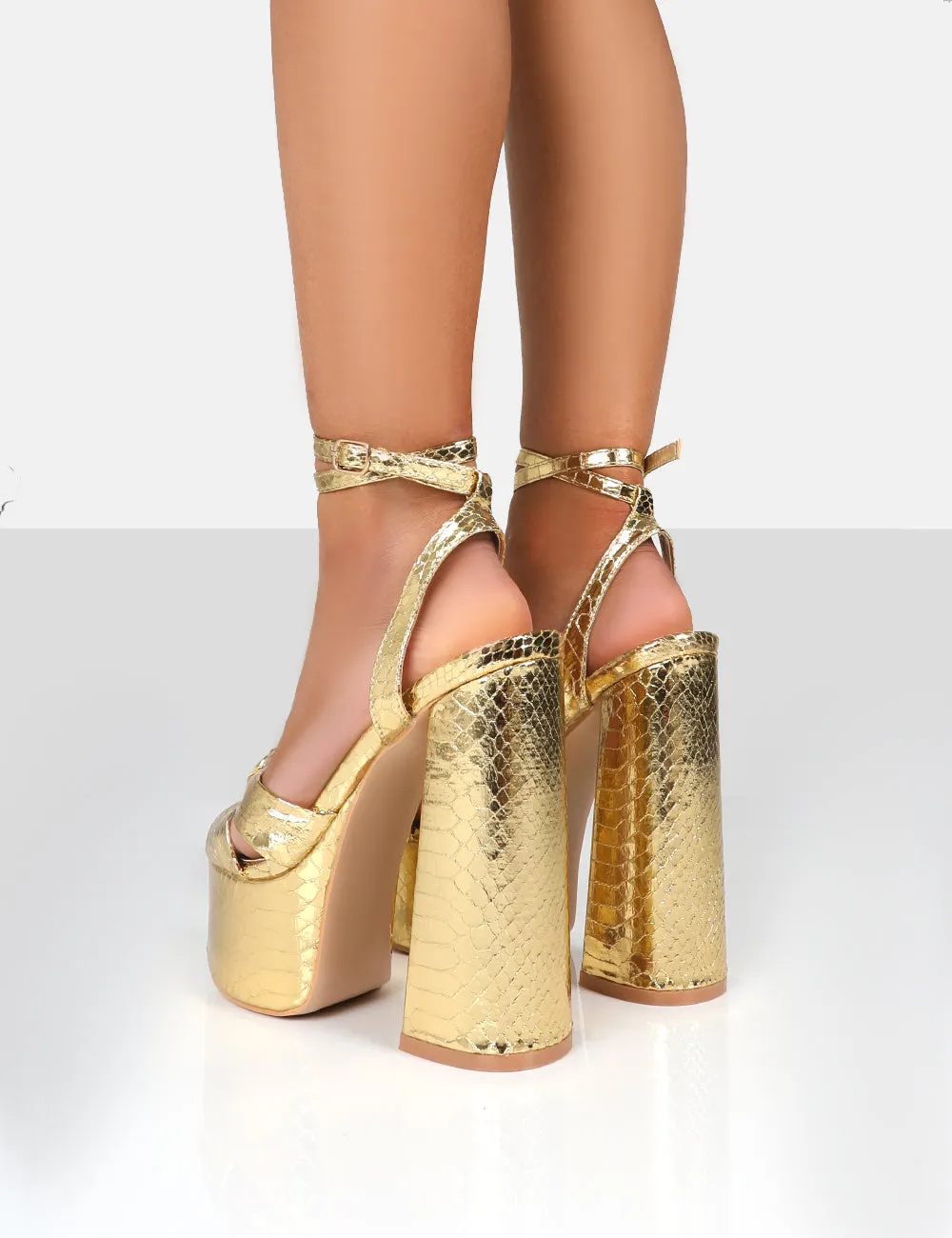 Leo Edition Gold Metallic Platform High Heels