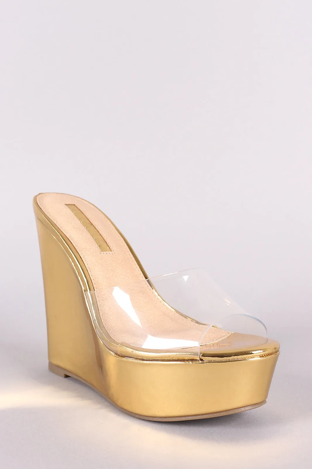 Liliana Transparent Mirror Metallic Platform Wedge