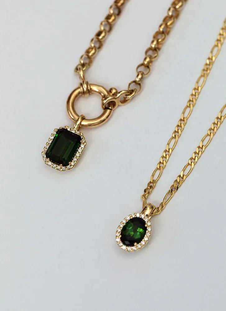 Lou diamond tourmaline pendant 14k gold