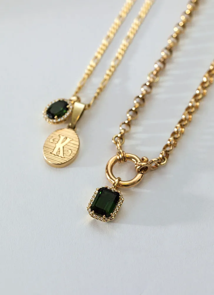 Lou diamond tourmaline pendant 14k gold