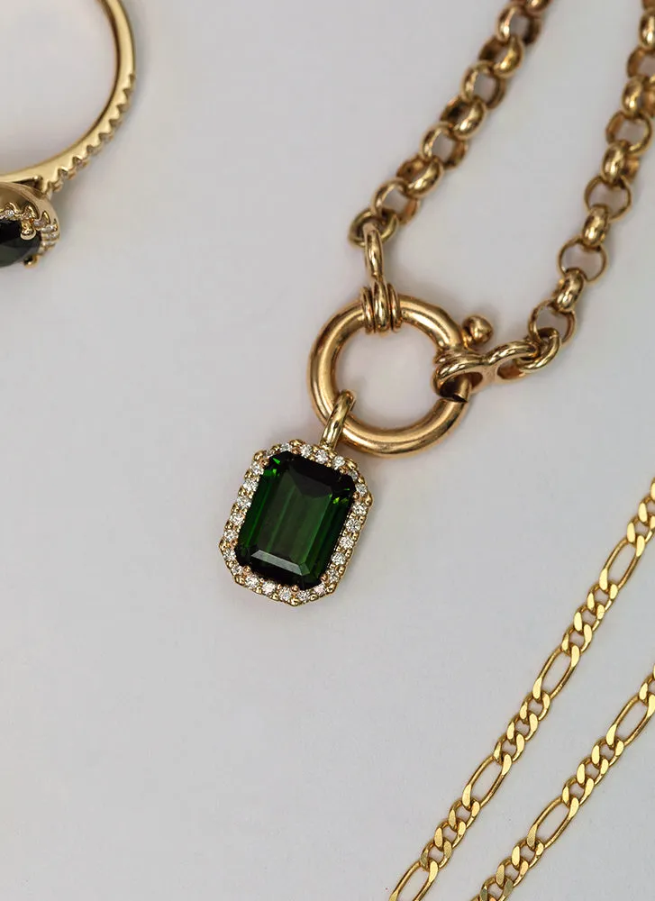 Lou diamond tourmaline pendant 14k gold