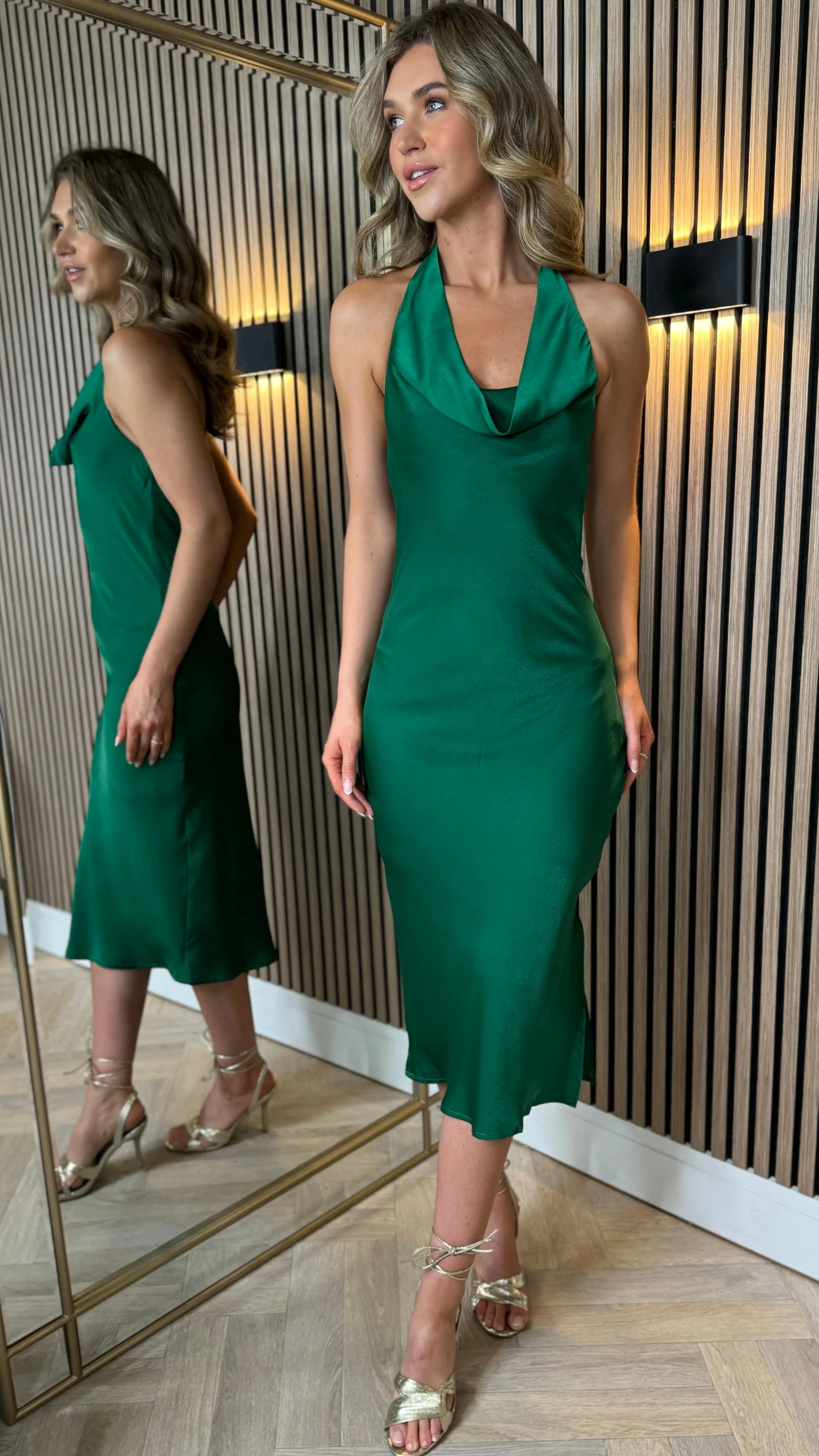 Louisa Green Cowl Neck Midi Dress