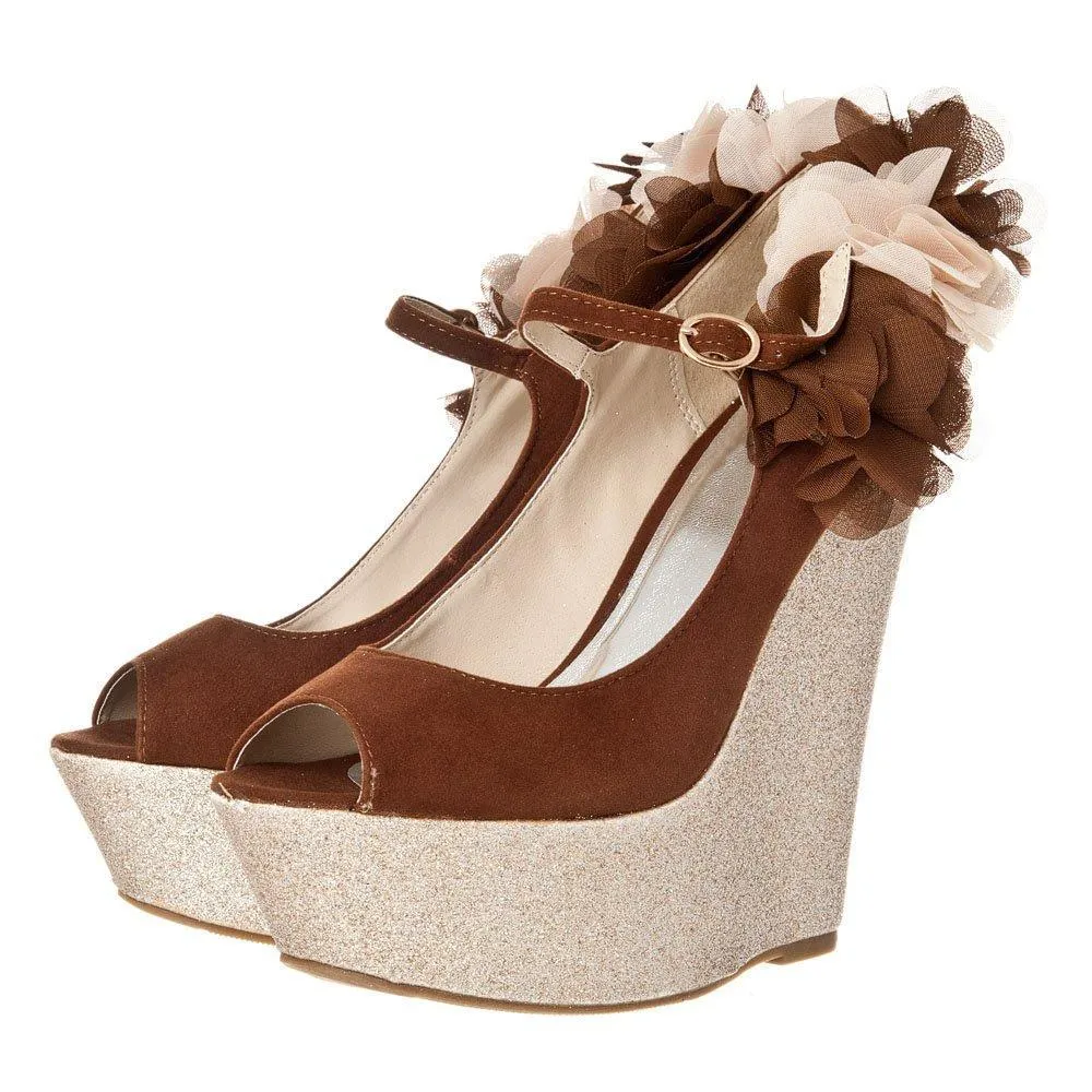 Loye High Heel Concealed Platform Wedge With Rillflower