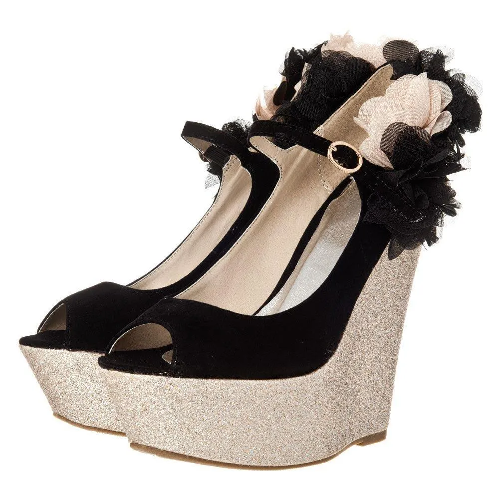 Loye High Heel Concealed Platform Wedge With Rillflower